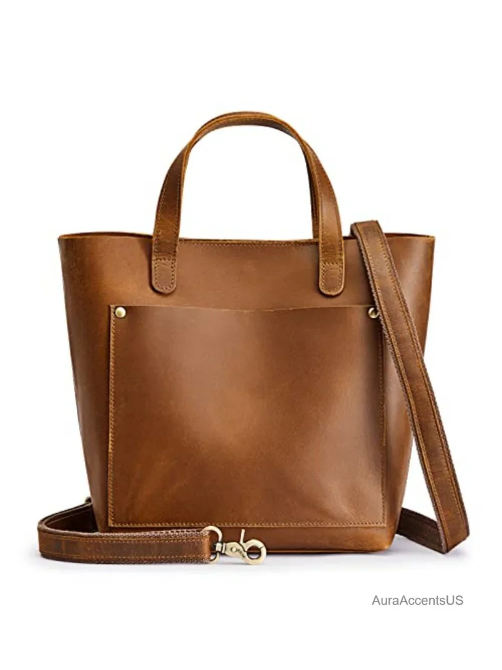 Top Grain Crazy Horse Leather Mini Crossbody Satchel Magnetic Closure